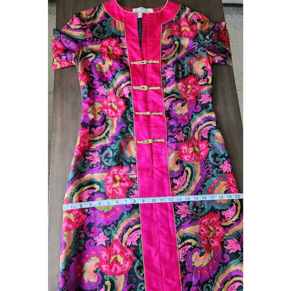 Vintage 60s Doreen Lok Floral Silk Kaftan Asian Dress READ FLAWS - Picture 8 of 13